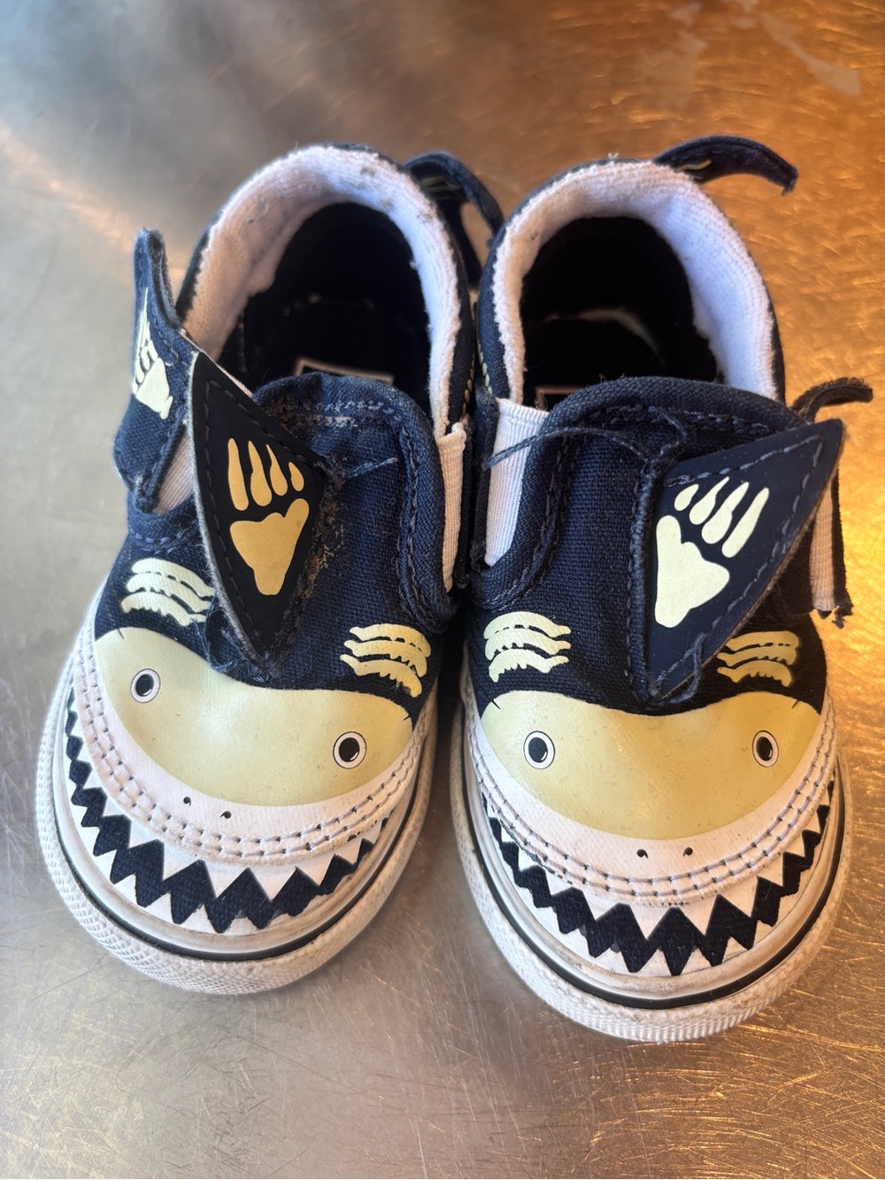 Vans Kids Shark Slip-On Sneakers - Black and Cream